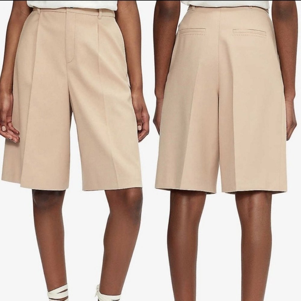 TED BAKER Afons Check Tailored Shorts Tan Longline in Natural Ted Size 2 / 4-6US
